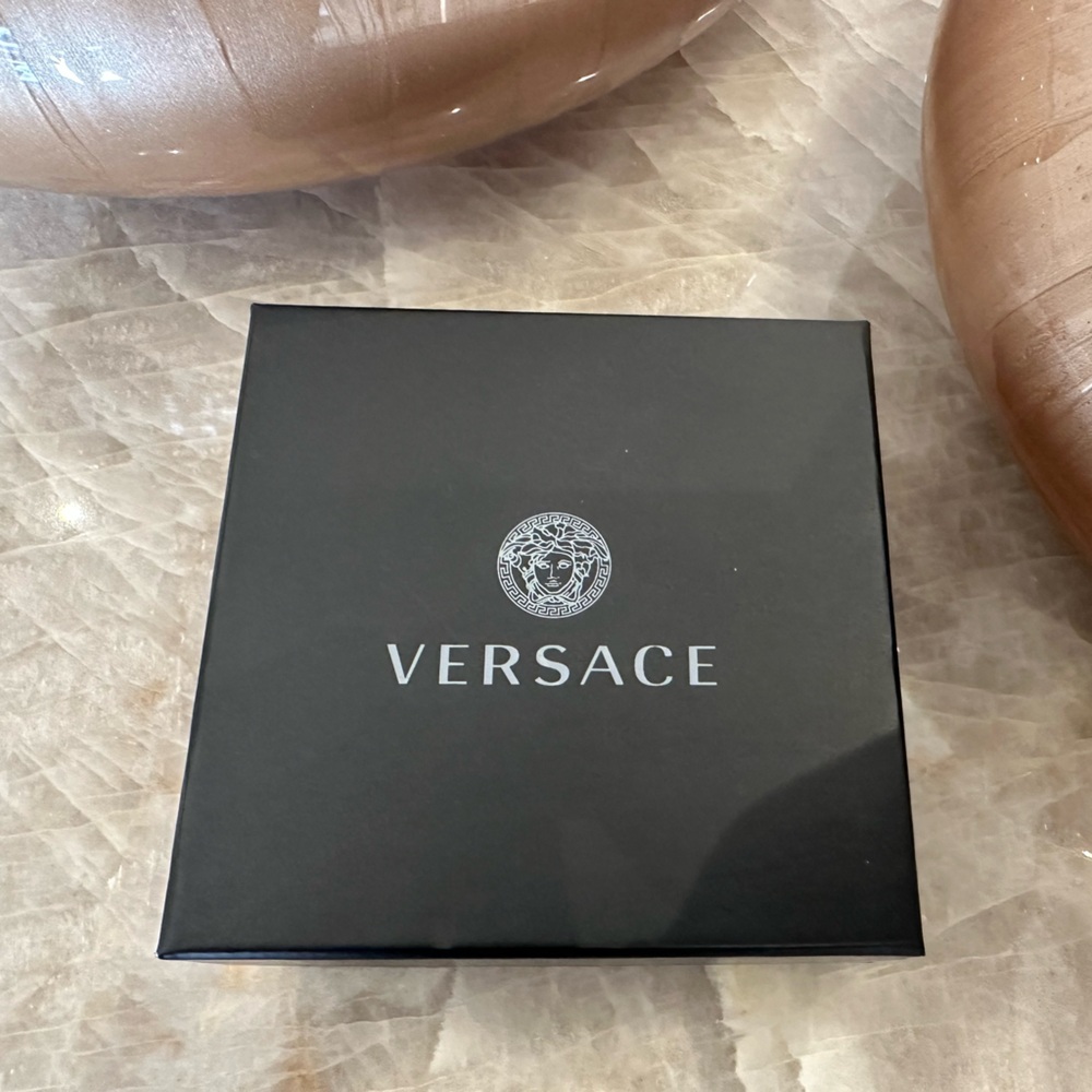 Versace Unisex Beige/Cream Braided Leather Bracelet w/ Gold Medusa Head Details - Picture 7 of 8